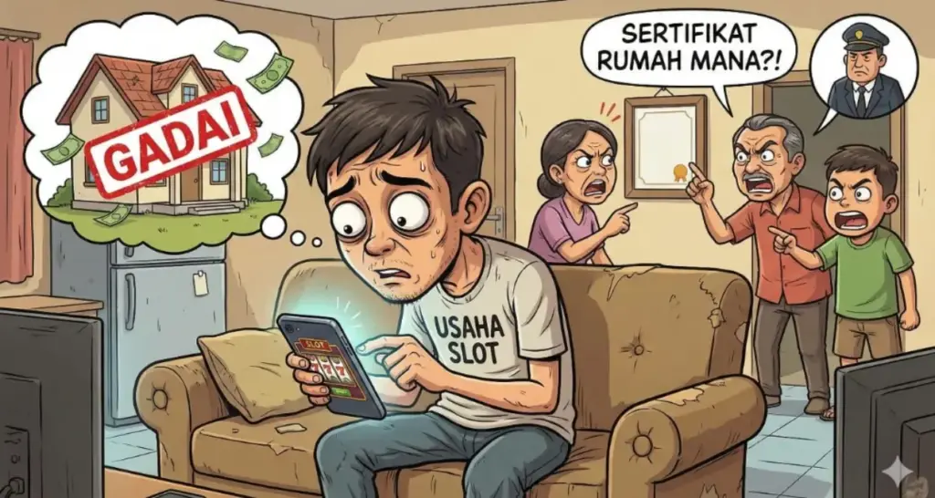 Kisah Nyata! Karena Slot, Sertifikat Rumah Raib, Rahasia Pemuda Ini Terbongkar Secara Tragis Ilustrasi: Didin Supirman